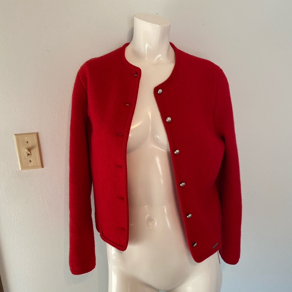 Red Wool Cardigan (Made in Austria)